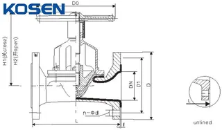 Straight Through Diaphragm Valve Structural Diagram