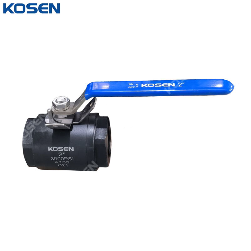 2-piece Ball Valves, ASTM A105, 2 IN, 3000 PSI, FNPT, Lever