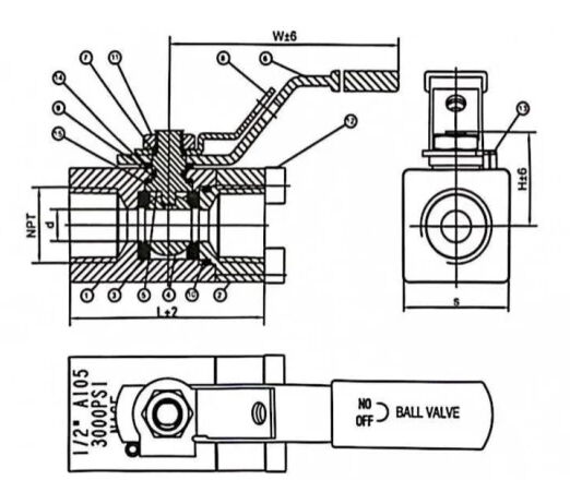 2PC Compact Floating Ball Valve Structural Diagram 2PC Compact Floating Ball Valve Structural Diagram