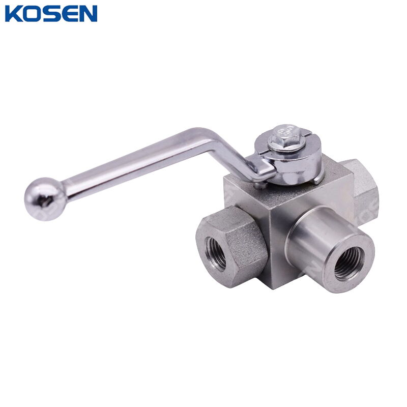 3 Way Hydraulic Ball Valve, Stainless Steel, 6000 PSI, FNPT