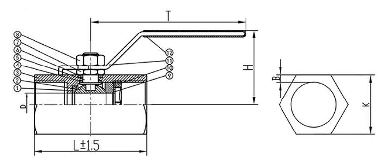 NACE MR0175 Bar Stock Ball Valve Structural Diagram NACE MR0175 Bar Stock Ball Valve Structural Diagram