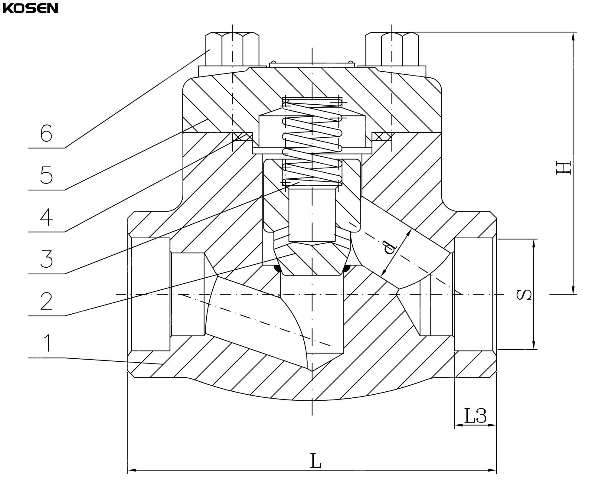 Bolted Bonnet Piston Check Valve Structural Diagram