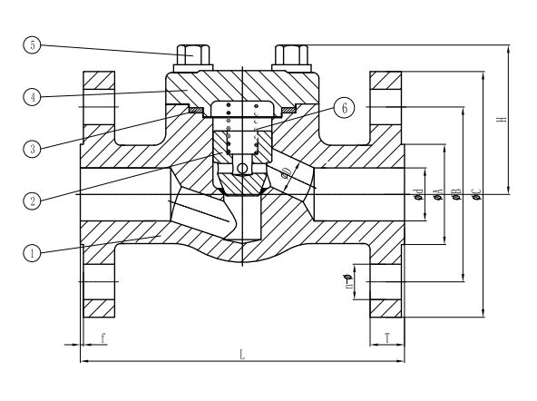 ASTM A182 F316 Piston Check Valve Structural Diagram