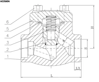 ASTM A105N Piston Check Valve Structural Diagram