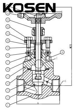 ASTM A105 Forged Steel Globe Valve Structural Diagram