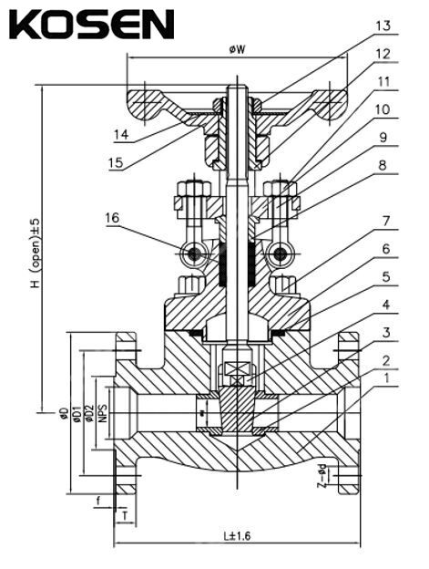 Forged Steel Gate Valve Structural Diagram