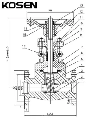 Forged Steel Gate Valve Structural Diagram