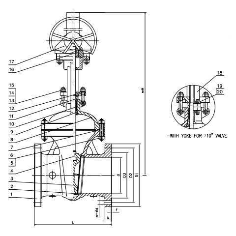  API 600 Gate Valve Structural Diagram