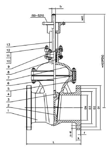 DIN Flexible Wedge Gate Valve Structural Diagram