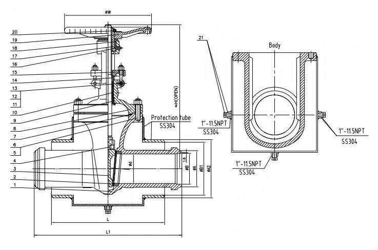 Jacketed Wedge Gate Valve Structural Diagram