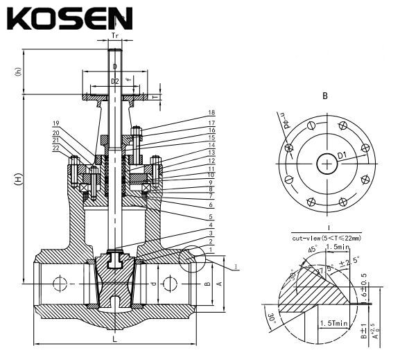 API 600 Pressure Seal Gate Valve Structural Diagram