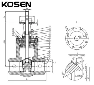 API 600 Pressure Seal Gate Valve Structural Diagram