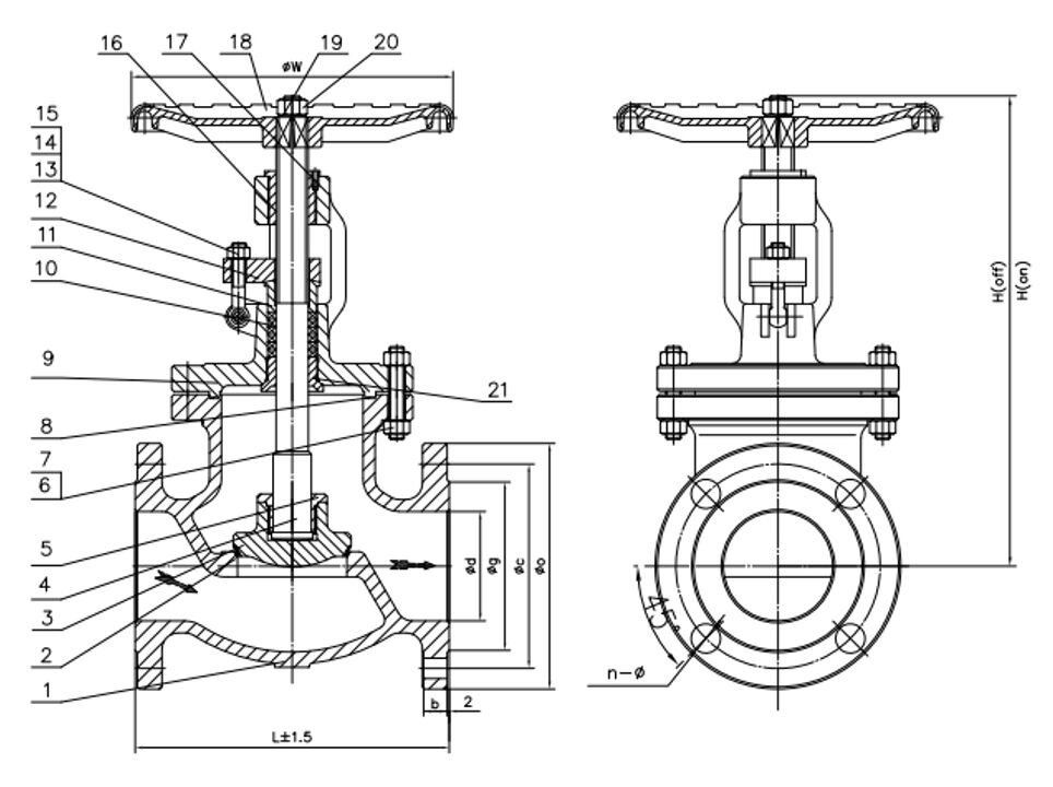 Bolted Bonnet Globe Valve Structural Diagram