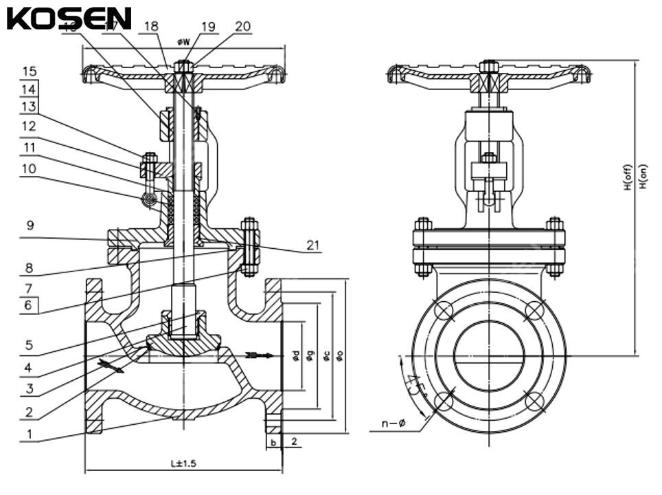 Cast Steel Globe Valve Structural Diagram