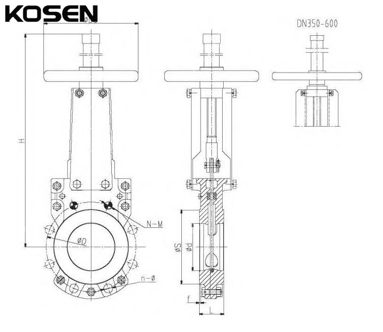 Bidirectional Knife Gate Valve Structural Diagram