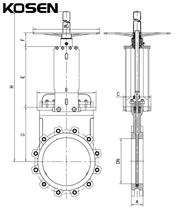 Bidirectional Knife Gate Valve Structural Diagram