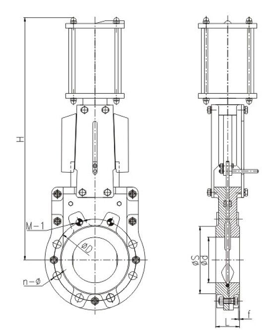 Ductile Iron GGG40 Knife Gate Valve Structural Diagram
