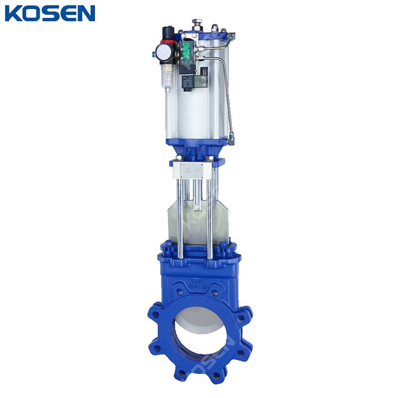 Ductile Iron Knife Gate Valves, GGG40, DN150, PN10, Pneumatic