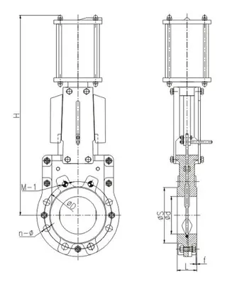Pneumatic Bidirectional Knife Gate Valve Structural Diagram