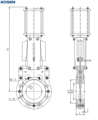 Pneumatic Bidirectional Knife Gate Valve Structural Diagram
