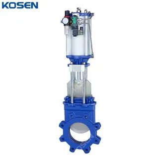 Ductile Iron Knife Gate Valves, GGG40, DN150, PN10, Pneumatic