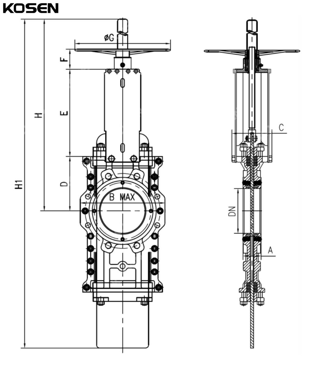 Through Conduit Knife Gate Valve Structural Diagram