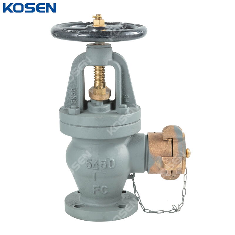 Hose Angle Globe Valve, JIS F7333, Cast Iron FC200, 50A, 5K
