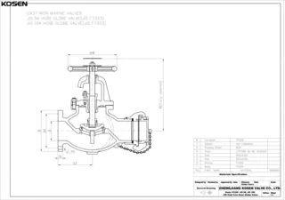 Cast Iron Hose Globe Valve Technical Drawing