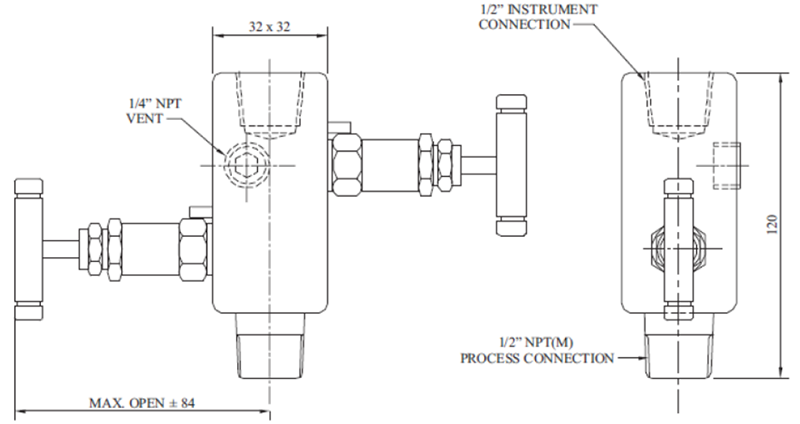 2 Way Manifold Valve Structural Diagram