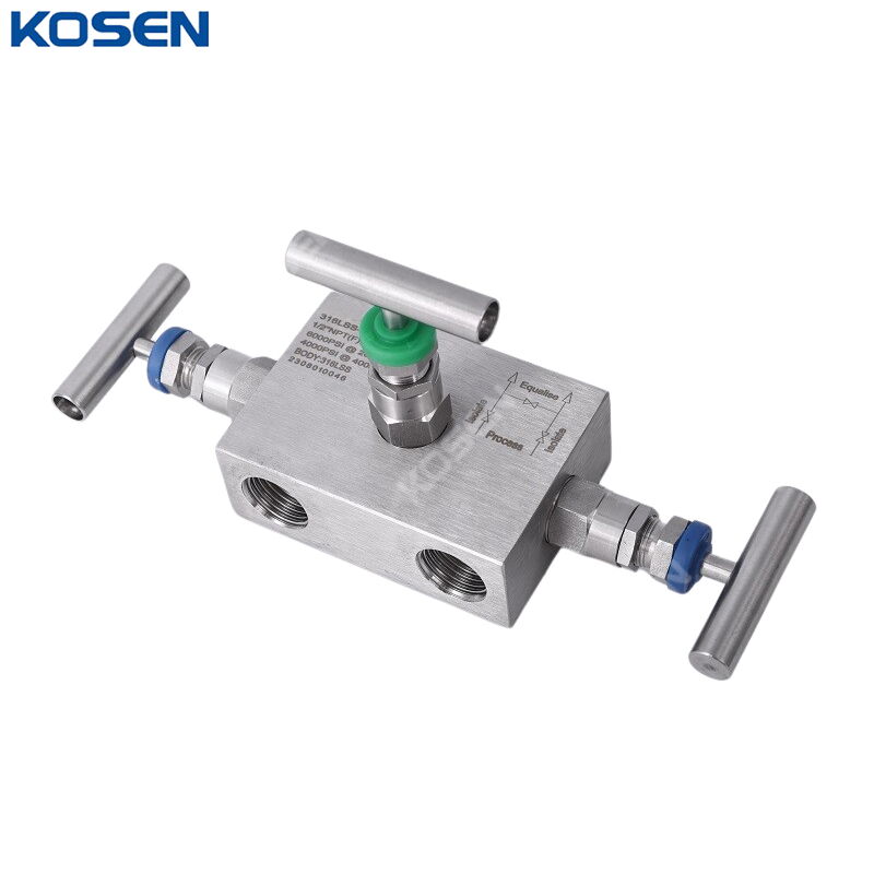 3 Way Manifold Valve, Stainless Steel 316, 1/2 IN, 6000 PSI