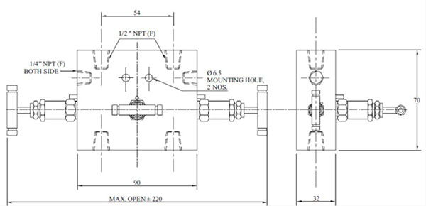3 Way Manifold Valve Structural Diagram