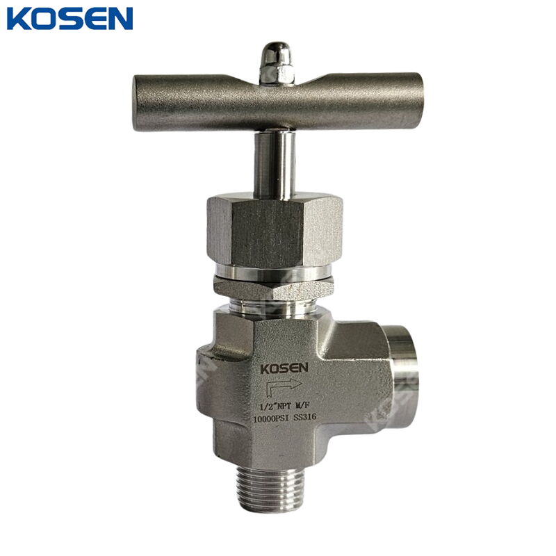 SS 316 Angle Needle Valve, 1/2 Inch, 10000 PSI, MNPT * FNPT