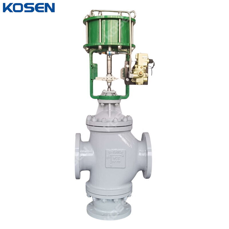 Pneumatic Three Way Control Valve, A216 WCC, 6 Inch, 150 LB