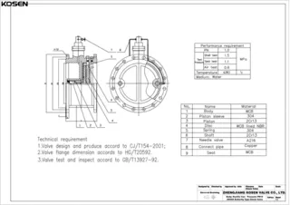 Butterfly Type Check Valve Technical Drawing
