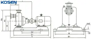 Self-priming Sewage Pump Technical Drawing