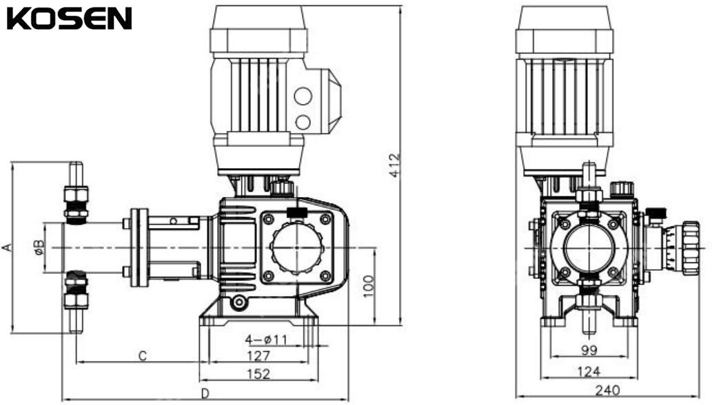 Precision Plunger Metering Pump Technical Drawing