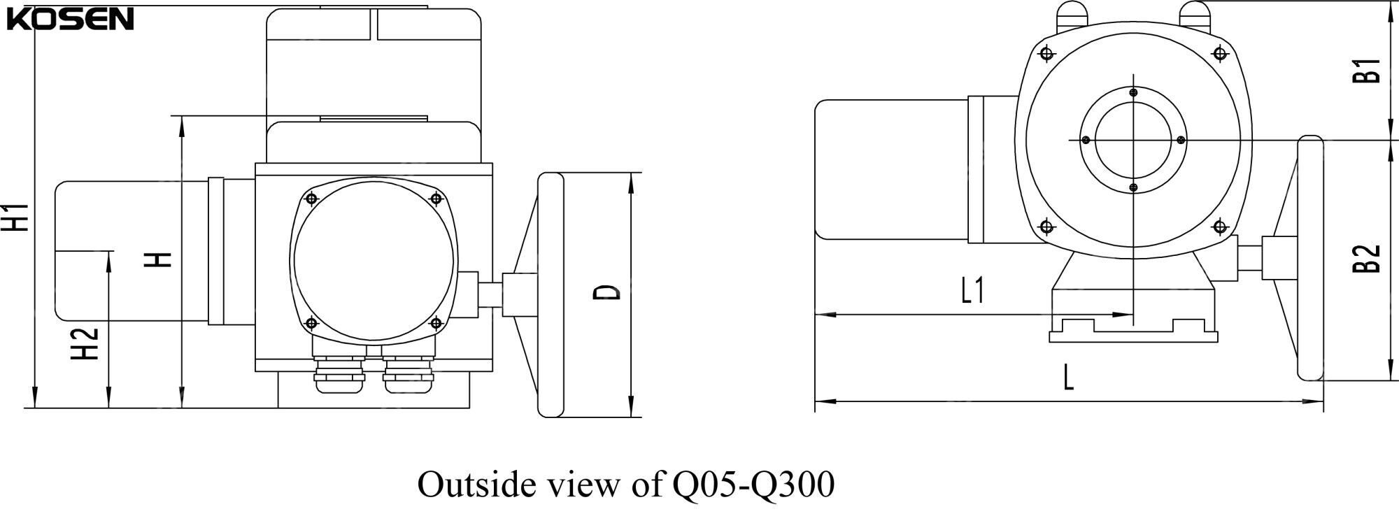 Q Series Part Turn Electric Actuator Structural Diagram