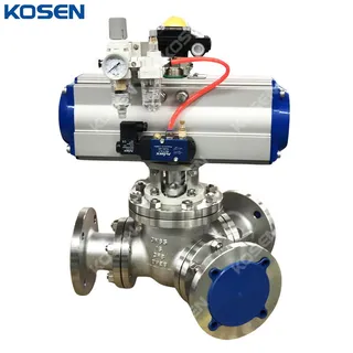 Y-Type Three-Way Ball Valve, A351 CF8, DN65, PN16, Pneumatic