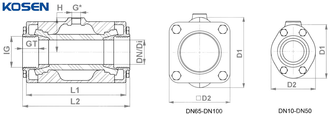 Aluminum Alloy Pinch Valve Technical Drawing