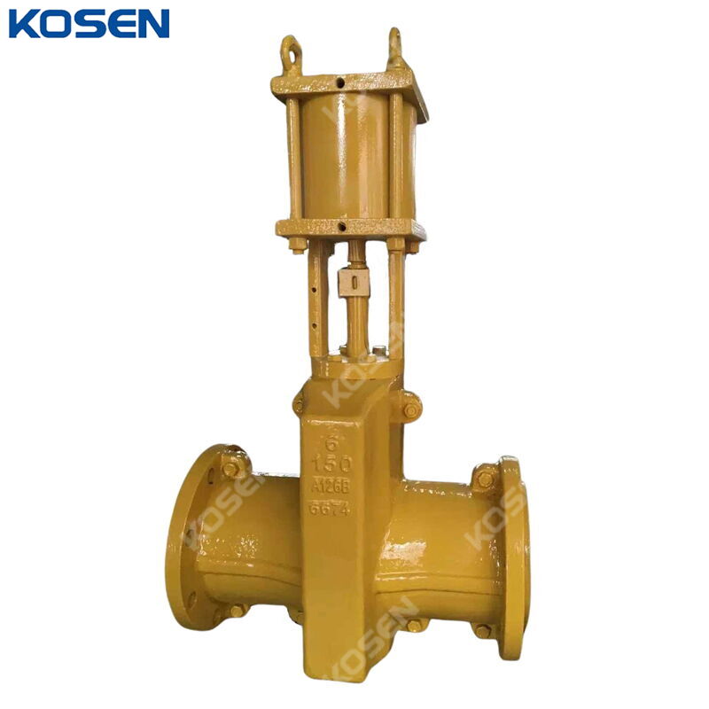 Pneumatic Actuated Pinch Valve, ASTM A126 B, 6 Inch, 150 LB