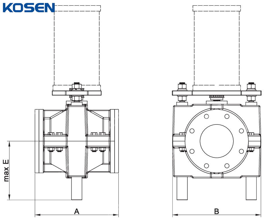 Pneumatic Heavy Duty Pinch Valve Technical Drawing