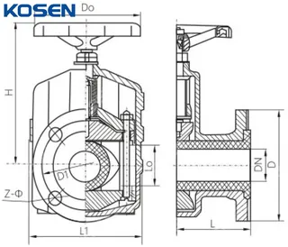 Sleeve Type Pinch Valve Technical Drawing