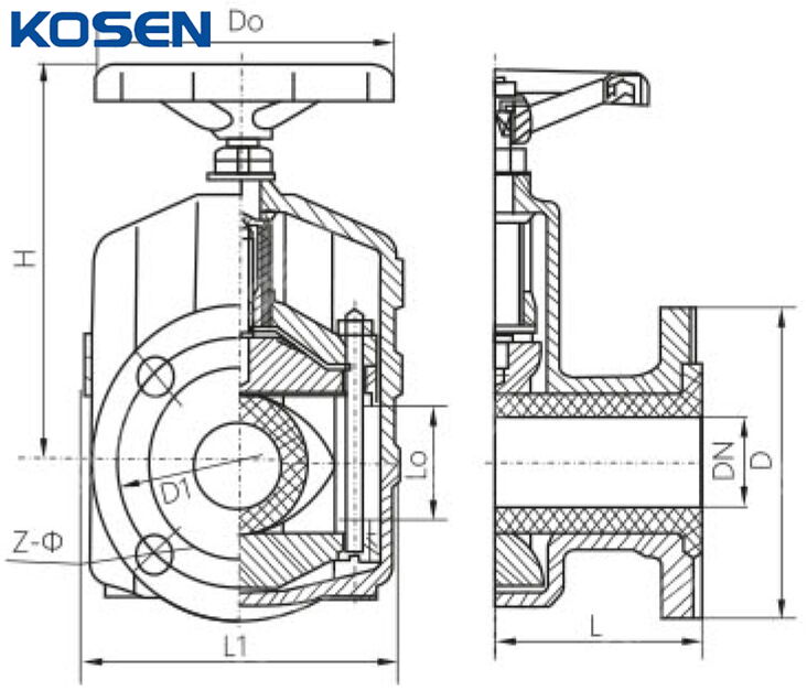 Sleeve Type Pinch Valve Technical Drawing