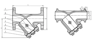 ANSI B16.34 Y Strainer Structural Diagram