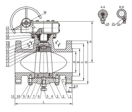 API 599 Lubricated Plug Valve Structural Diagram