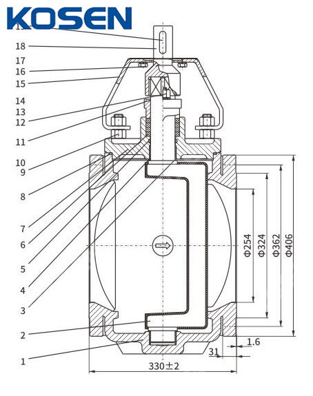 Elastic Seat Eccentric Plug Valve Structural Diagram