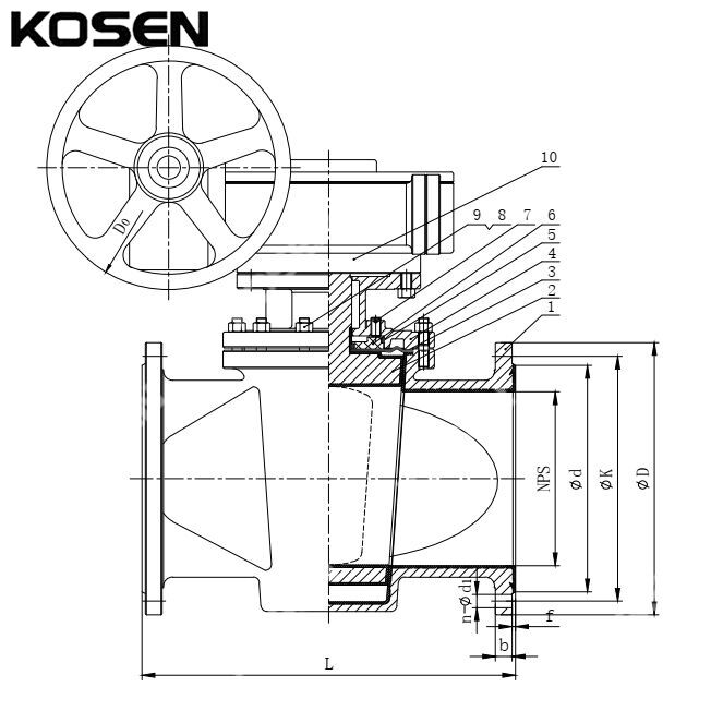 Teflon Lined Plug Valve Structural Diagram