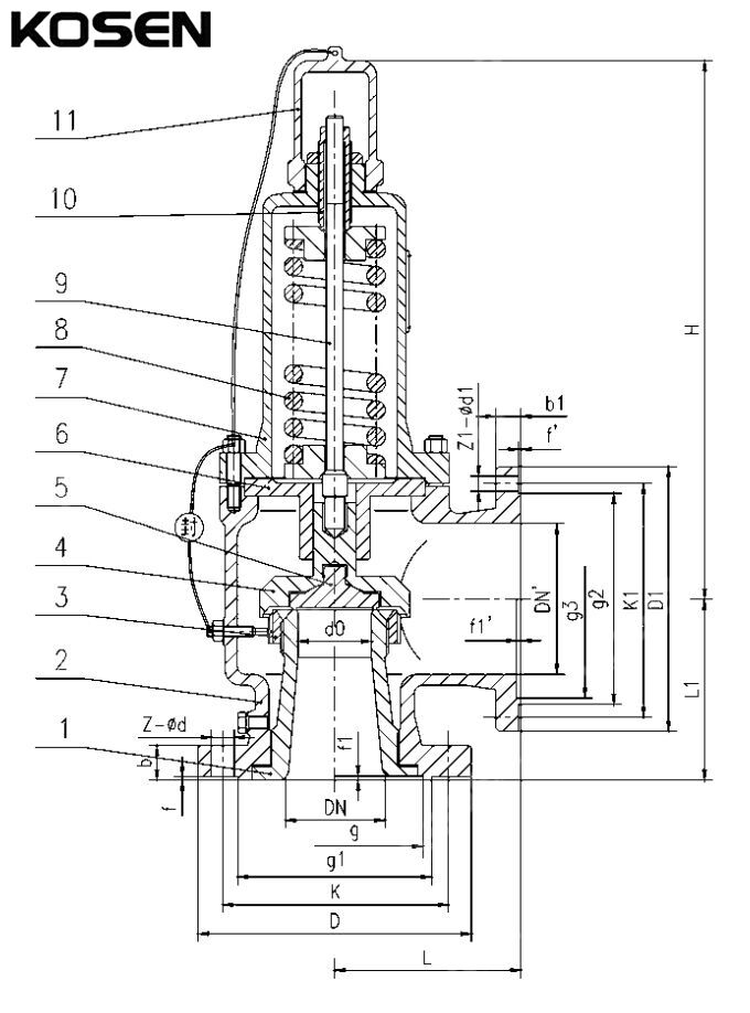 ASTM A351 CF8 Safety Valve Structural Diagram