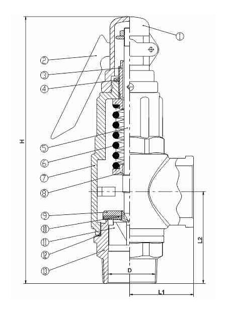 Bronze Lever Safety Valve Structural Diagram
