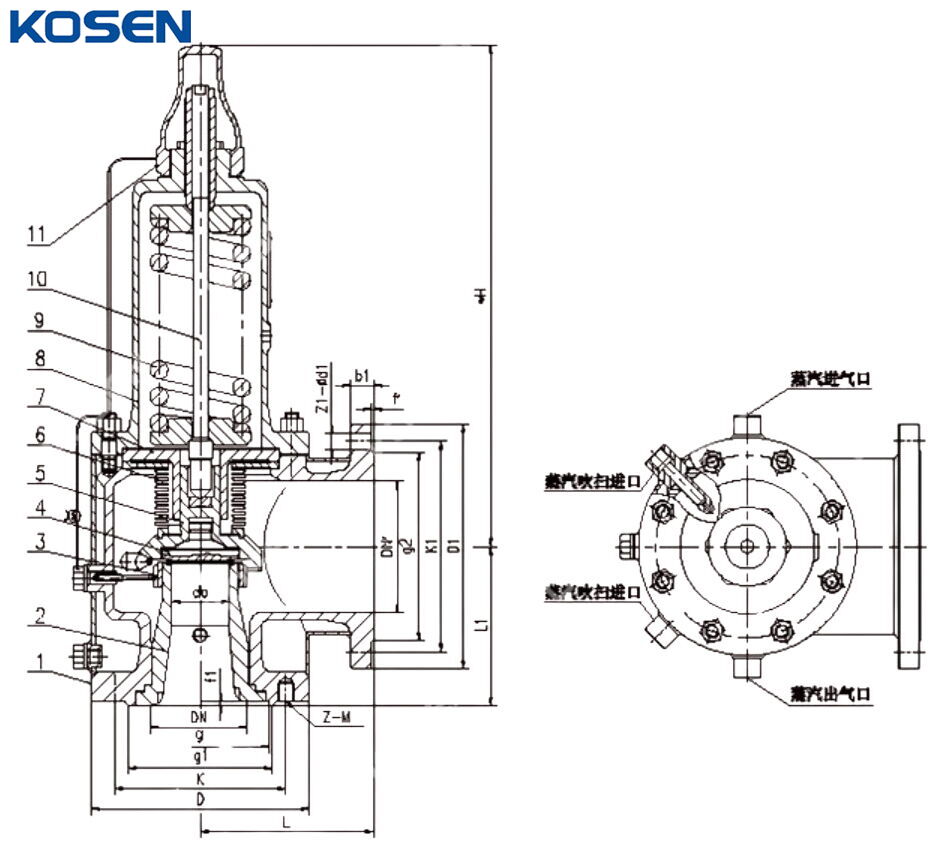 Jacketed Bellows Balance Safety Valve Structural Diagram